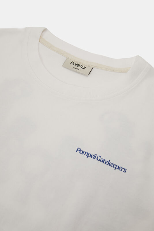 Relax Kalıp Beyaz Bisiklet Yaka Baskılı Erkek T-Shirt 3
