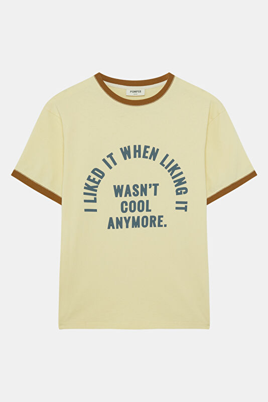 Relax Fit Light Yellow Crew Neck Printed Men's T-Shirt
