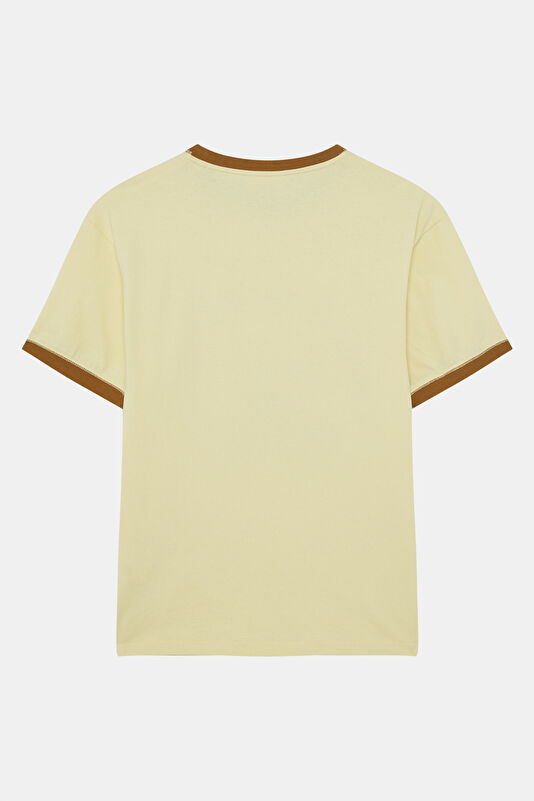 Relax Fit Light Yellow Crew Neck Printed Men's T-Shirt 2