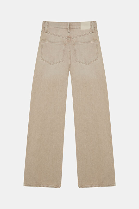 Cream Wide Leg Women's Jeans 2