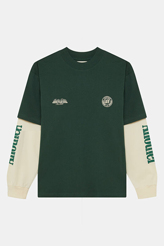 Men's Relaxed Fit Green Crew Neck Printed T-Shirt 4