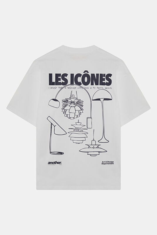 Men's Relaxed Fit White Crew Neck Printed T-Shirt 2