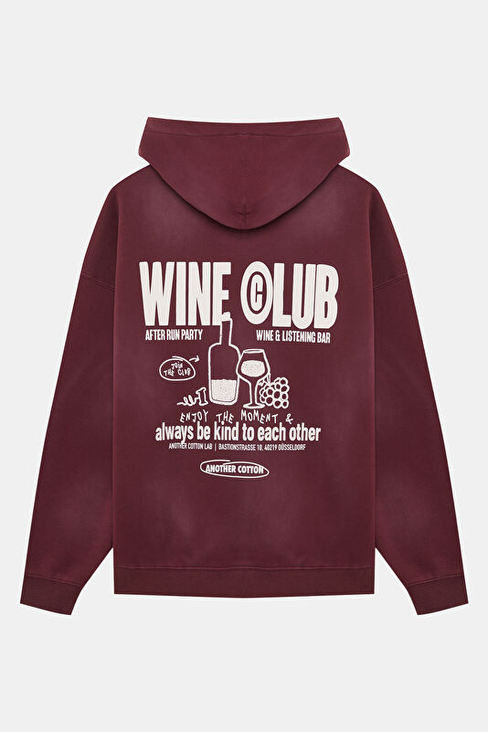 Bordo Relax Kalıp Kapuşonlu Erkek Sweatshirt 2