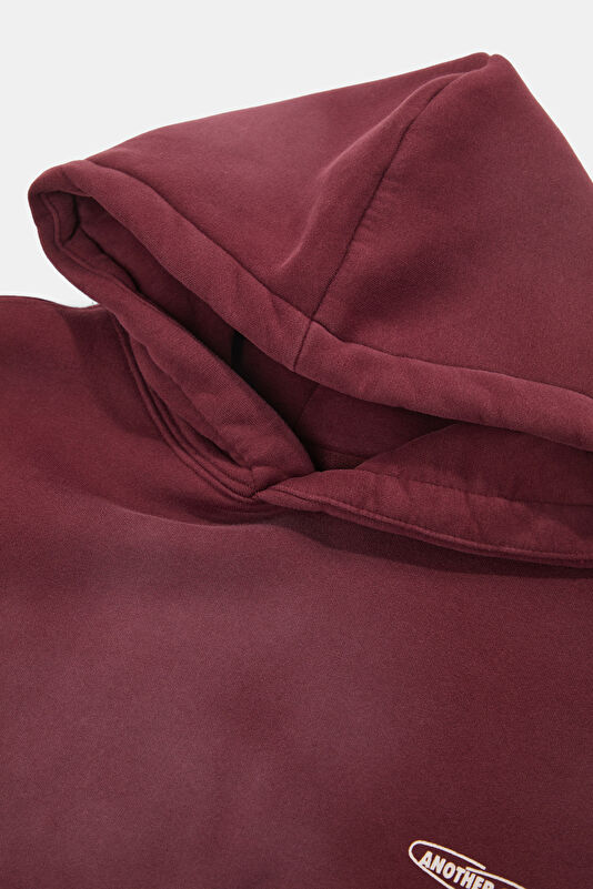 Bordo Relax Kalıp Kapuşonlu Erkek Sweatshirt 3