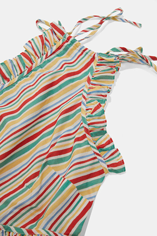 Multicolored Striped Pattern Women's Dress 3