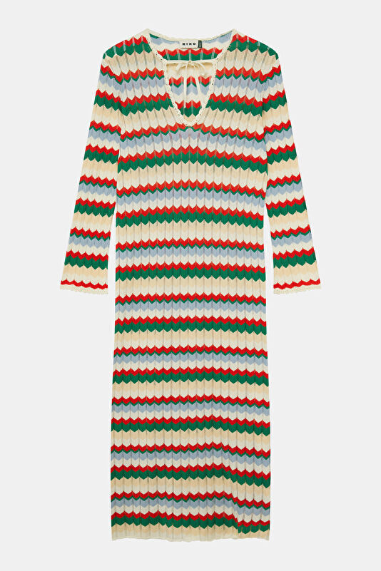Multicolored Striped Patterned Women's Dress