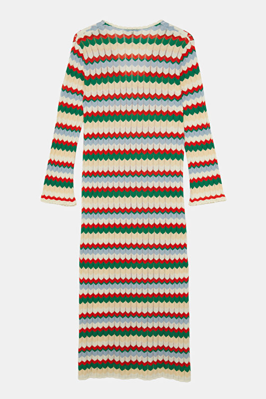 Multicolored Striped Patterned Women's Dress 2