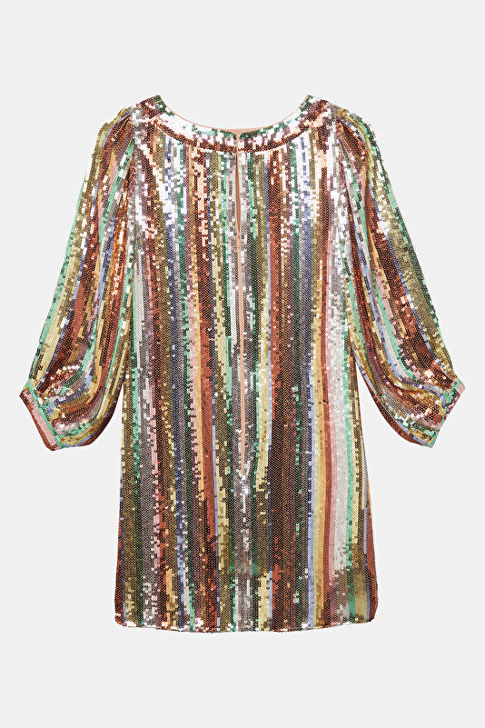 Silver Striped Patterned Women's Dress 2