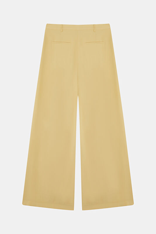 Relax Kalıp Açık Sarı Wide Leg Modal Kadın Pantolon 2