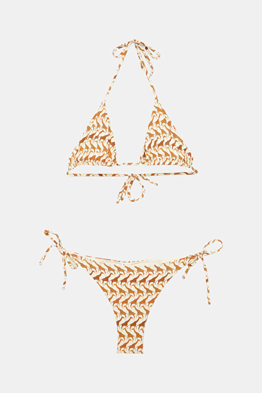 Ekru Desenli Kadın Bikini