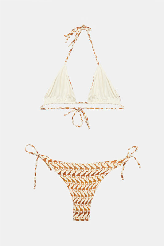 Ekru Desenli Kadın Bikini 2
