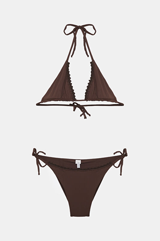 Dark Brown Patterned Women's Bikini