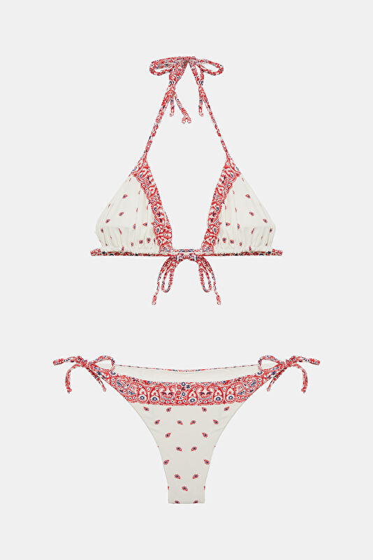 White Patterned Women's Bikini