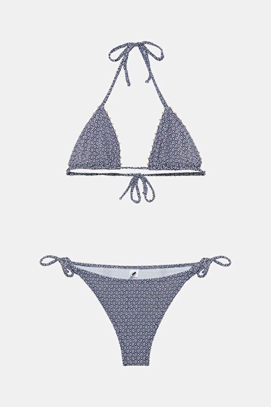 Lacivert Desenli Kadın Bikini