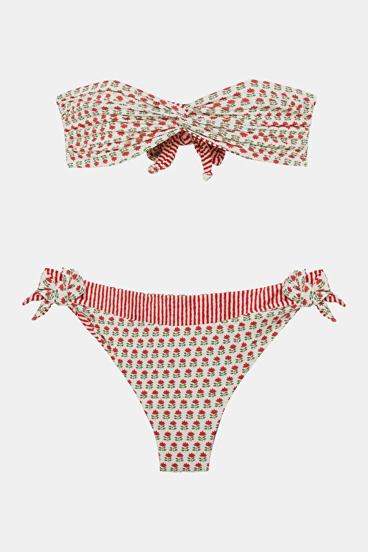 Beyaz Desenli Kadın Bikini