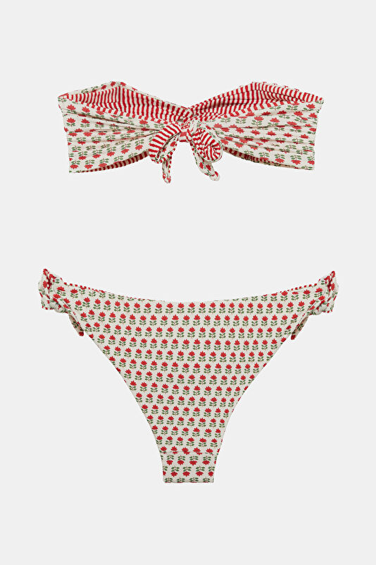 Beyaz Desenli Kadın Bikini 2