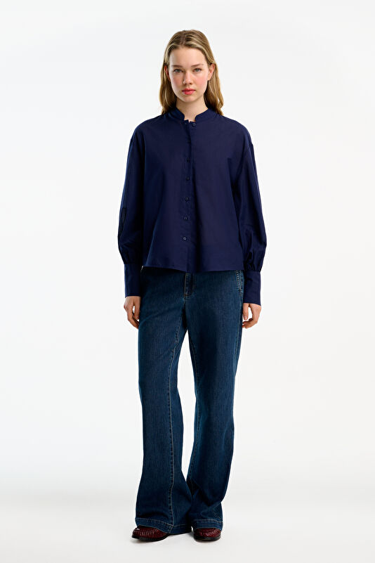 Navy Button-Down Women's Jacket 3