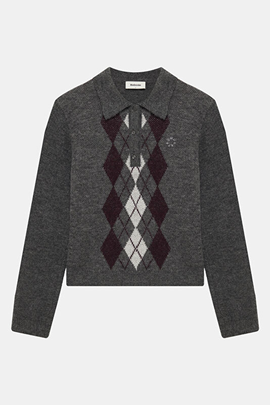 Gray Melange Plaid Women's Sweater