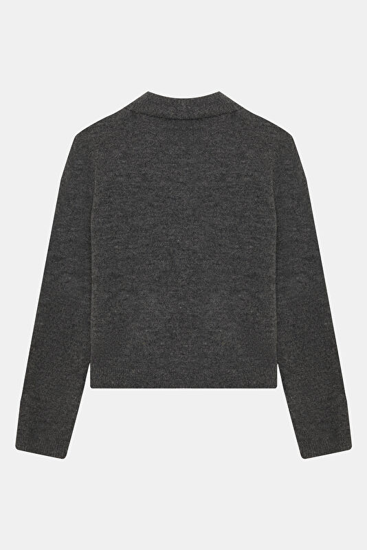 Gray Melange Plaid Women's Sweater 2