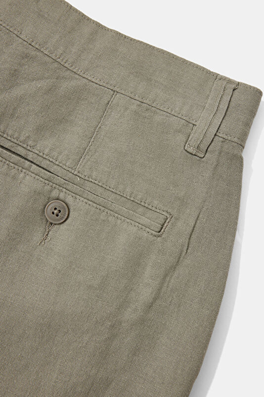Khaki Linen Viscose Men's Shorts 4