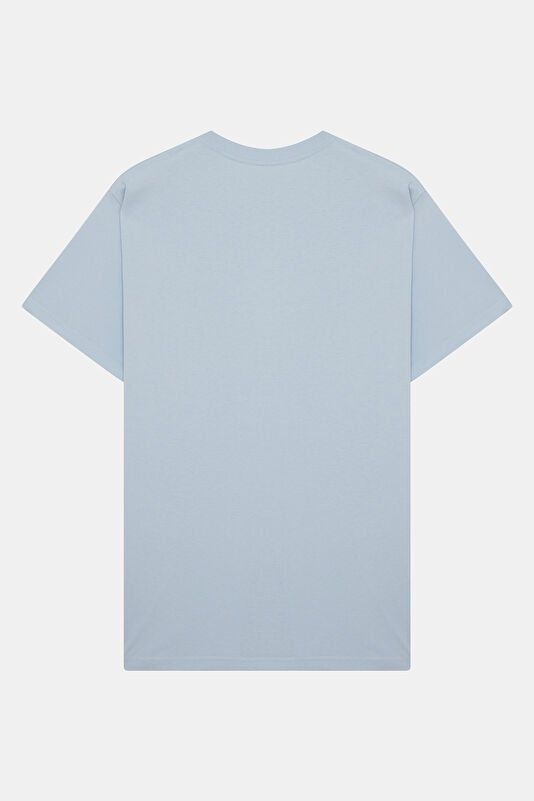 Relax Fit Blue Crew Neck Embroidered Men's T-Shirt 2