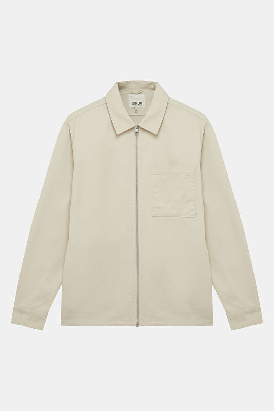 Cream Zip-Up Men's Jacket
