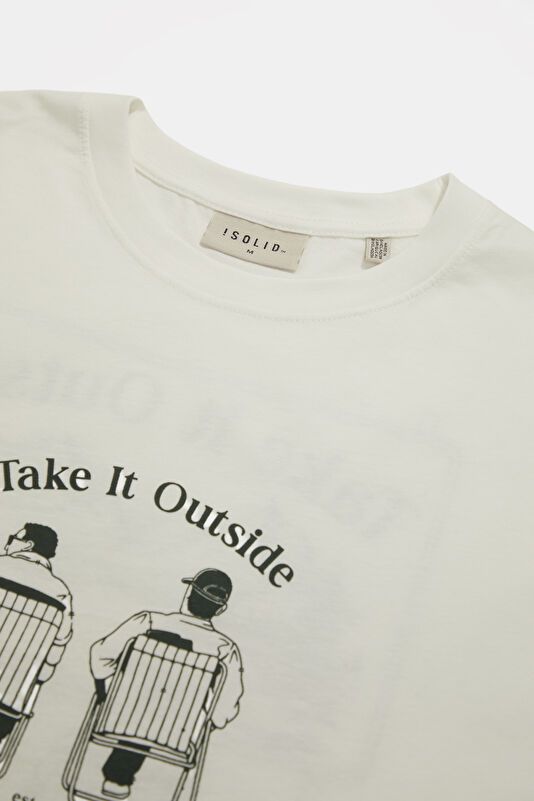 Relax Fit White Crew Neck Printed Men's T-Shirt 3