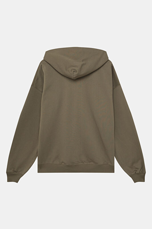 Haki Relax Kalıp Kapuşonlu Erkek Sweatshirt 2