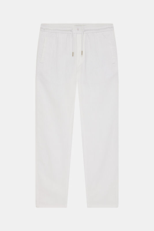 White Straight Leg Linen Viscose Men's Shorts Trousers