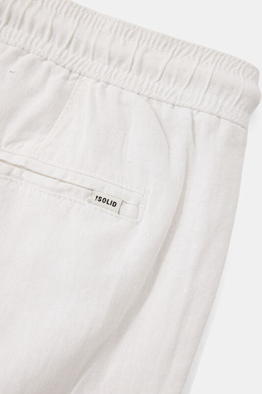 White Straight Leg Linen Viscose Men's Shorts Trousers 4