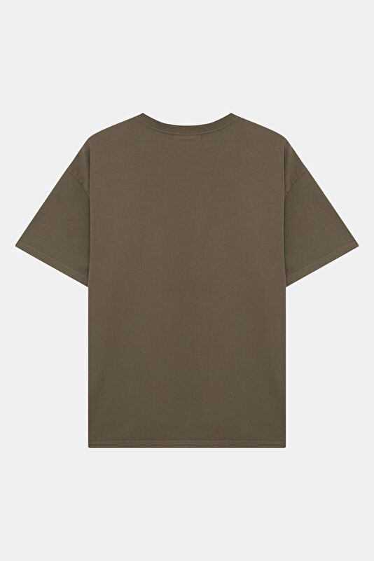 Relax Fit Khaki Crew Neck Printed Men's T-Shirt 2