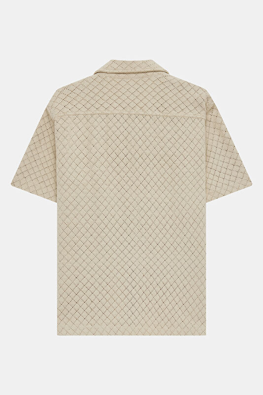 Cream Resort Collar Men's Shirt 2