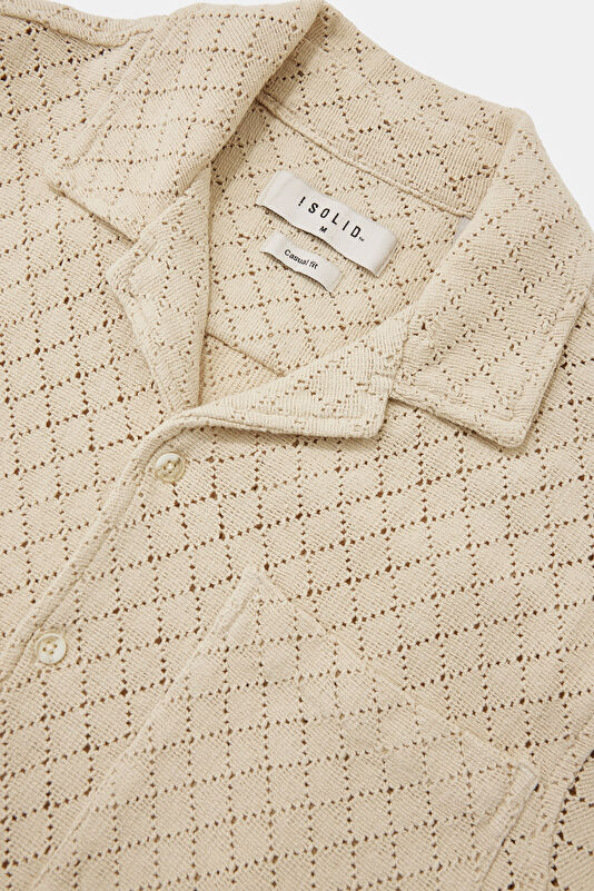 Cream Resort Collar Men's Shirt 3