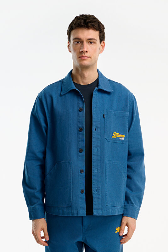 Blue Buttoned Men's Jacket