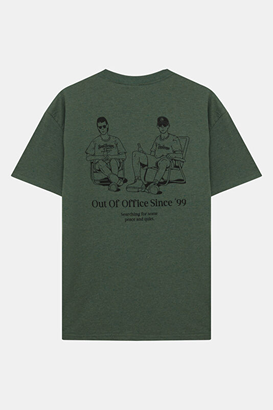 Relax Fit Green Crew Neck Printed Men's T-Shirt 2
