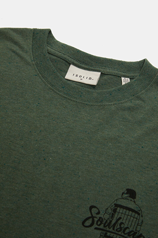 Relax Fit Green Crew Neck Printed Men's T-Shirt 3