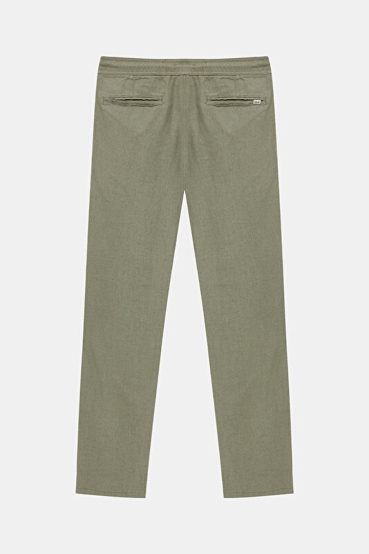 Khaki Straight Leg Linen Viscose Men's Pants 2