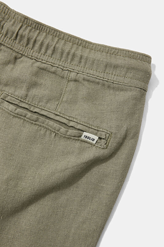 Khaki Straight Leg Linen Viscose Men's Pants 4