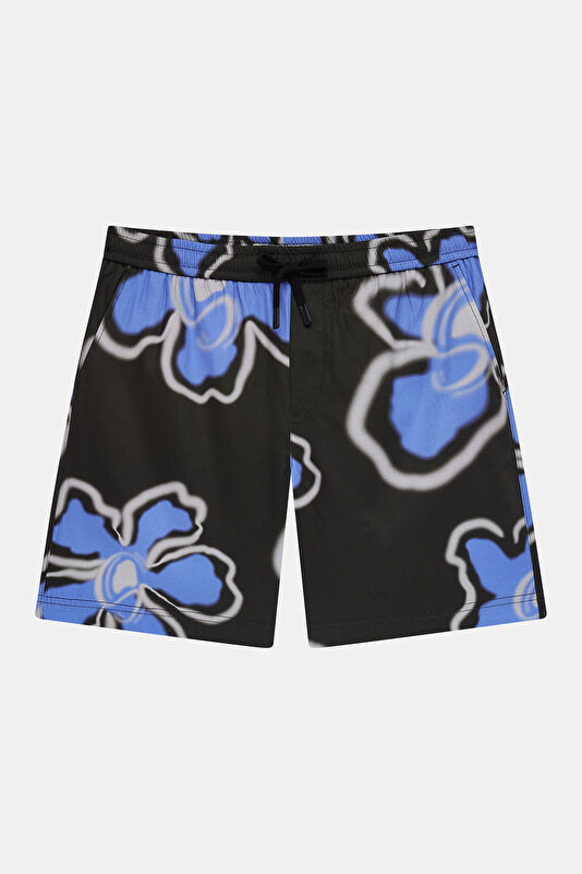 Multicolored Patterned Linen Viscose Men's Shorts