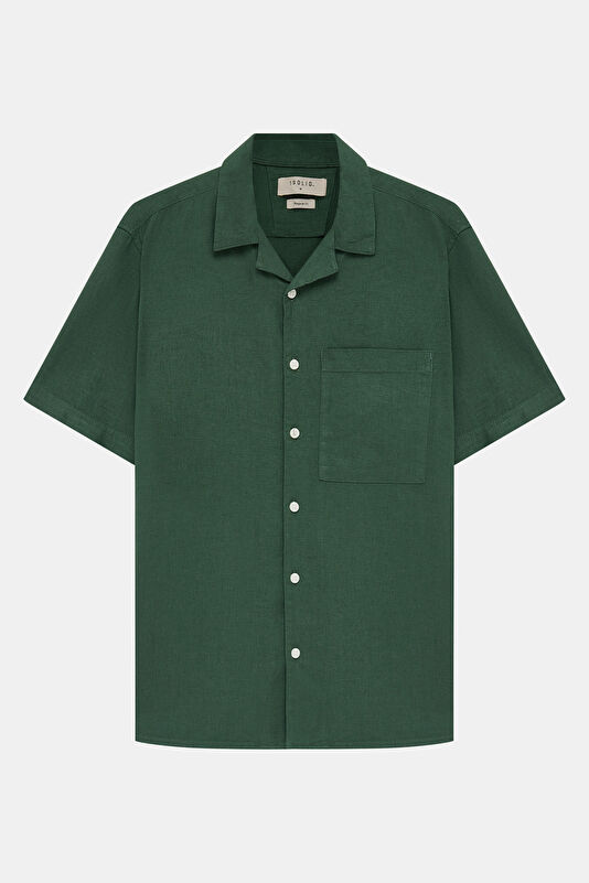 Green Resort Collar Men's Shirt