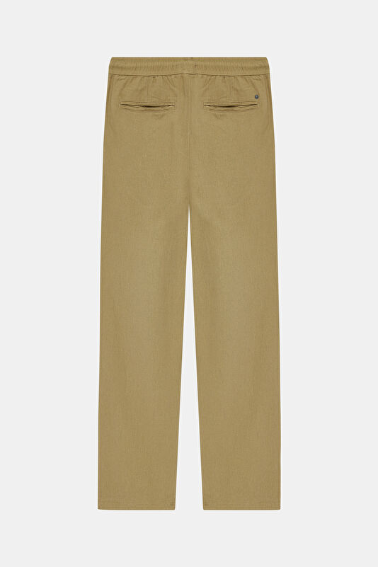 Beige Straight Leg Linen Viscose Men's Trousers 2