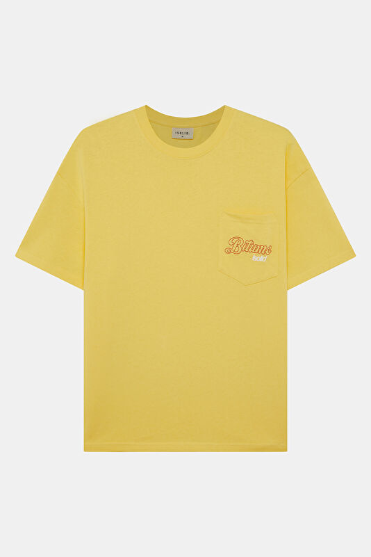 Relax Fit Yellow Crew Neck Printed Men's T-Shirt