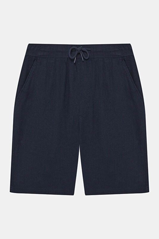 Navy Linen Viscose Men's Shorts