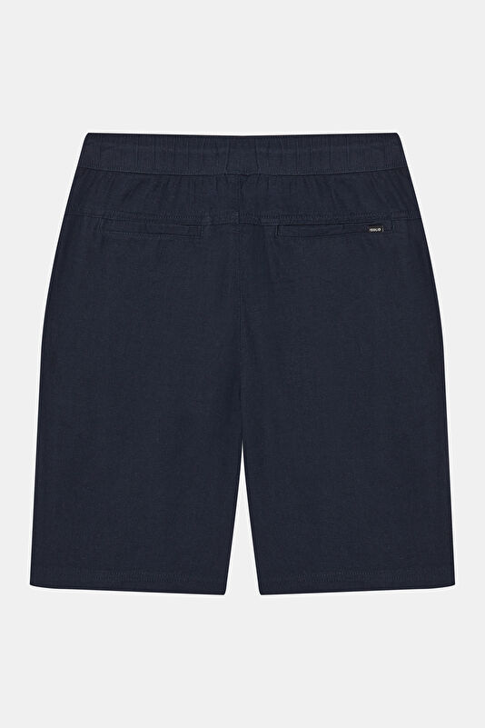 Navy Linen Viscose Men's Shorts 2