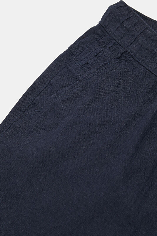 Navy Linen Viscose Men's Shorts 4