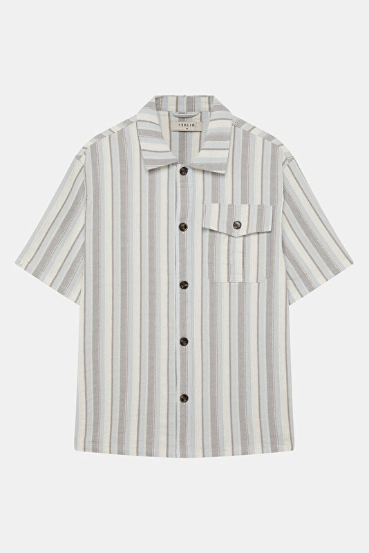 Cream Striped Men's Shirt