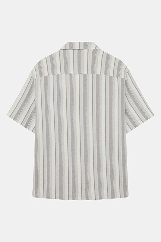 Cream Striped Men's Shirt 2