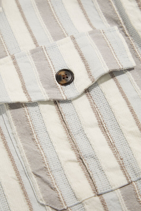 Cream Striped Men's Shirt 4