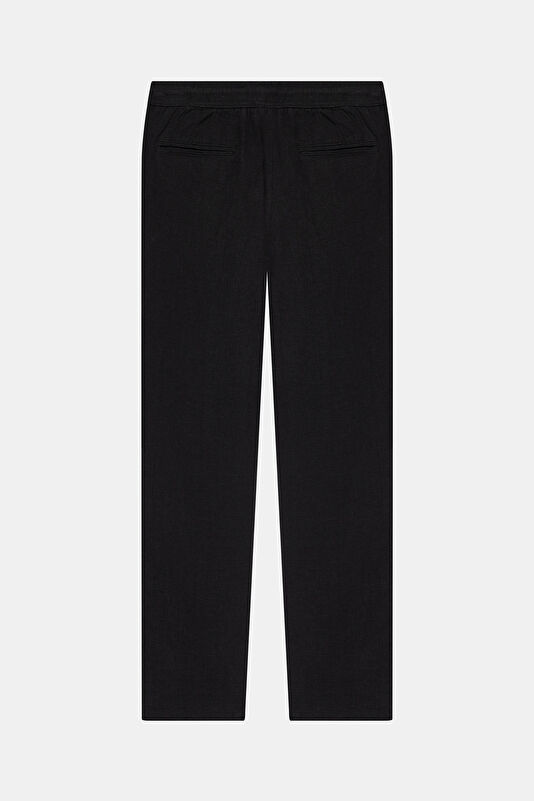 Black Straight Leg Linen Viscose Men's Trousers 2