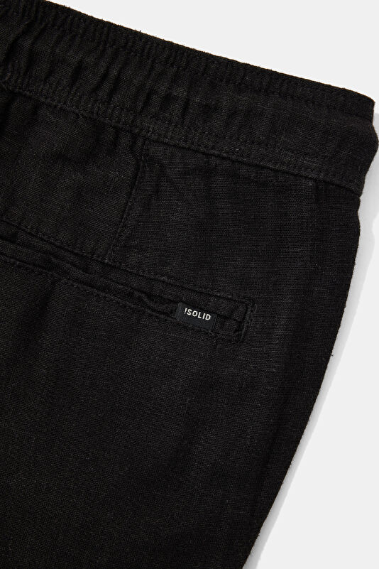 Black Straight Leg Linen Viscose Men's Trousers 4